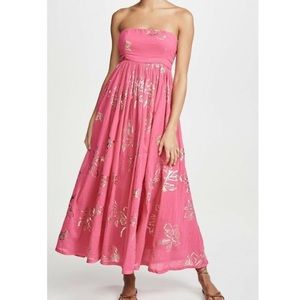 Free People Baja Babe Pink Strapless Maxi Dress